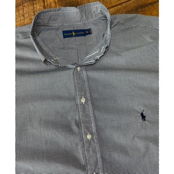 NWT Mens Ralph Lauren Black White Checkered Long Sleeve Button Down Size 2XLT - Picture 1 of 11